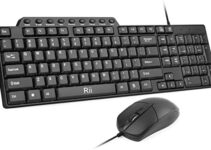 Basic Keyboard and Mouse,Rii RK203 Ultra Full Size Slim USB Basic Wired Mouse and Keyboard Combo Set with Number Pad for Computer,Laptop,PC,Notebook,Windows and School Work(1 Pack)