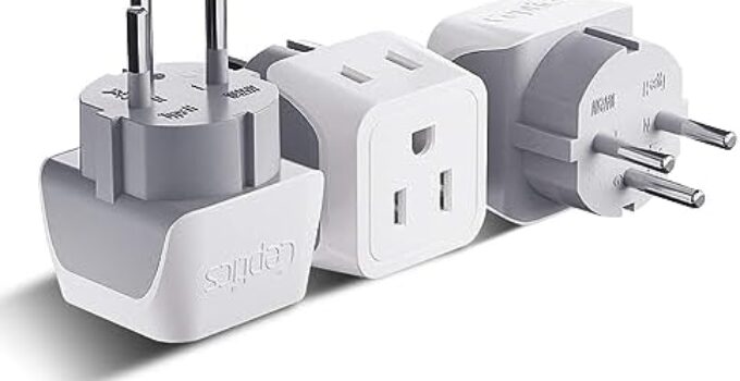 Ceptics Israel Plug Adapter – 2 in 1 Type H Adapter, US to Jersusalem Plug Adapter – Israel, Palestine Travel Adapter Plug, – Dual USA Inputs, CE, RoHS – 3 Pack