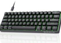 DIERYA 60% Mechanical Keyboard, DK61se Wired Gaming Keyboard with Blue Switches, LED Backlit Ultra-Compact 61 Keys Mini Office Keyboard for Windows Laptop PC Gamer Typist（Black）