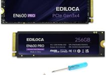 Ediloca EN600 PRO SSD 256GB PCle 3.0×4, NVMe M.2 2280, Up to 2800MB/s, Internal Solid State Drive, SLC Cache 3D NAND TLC, Graphene Cooling Sticker, Storage for PC, Desktop and Laptops