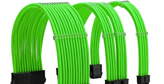 Formulamod Sleeve Extension Power Supply Cable Kit 18AWG ATX 24P+ EPS 8-P+PCI-E8-P with Combs for PSU to Motherboard/GPU (Green)