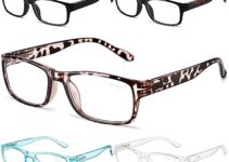 Gaoye 5-Pack Reading Glasses Blue Light Blocking,Spring Hinge Readers for Women Men Anti Glare Filter Lightweight Eyeglasses (#5-Pack Mix Color, 1.5)