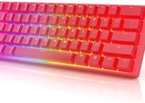 HK GAMING GK61 Mechanical Gaming Keyboard – 61 Keys Multi Color RGB Illuminated LED Backlit Wired Programmable for PC/Mac Gamer (Gateron Optical Brown, Red)