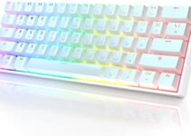 HK Gaming GK61 Mechanical Gaming Keyboard 60 Percent | 61 RGB Rainbow LED Backlit Programmable Keys | USB Wired | for Mac and Windows PC | Hotswap Gateron Optical Black Switchs | White