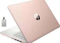 HP Premium Stream 14″ HD BrightView Laptop, Intel Celeron N4120, 16GB RAM, 64GB eMMC Storage, UHD Graphics, HD Webcam, 1 Year Office 365, Bluetooth, WiFi, HDMI, Win 11s, Gold, 32GB Hotface USB Card