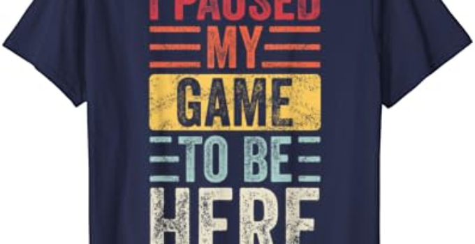 I Paused My Game To Be Here, Funny Retro Vintage Video Gamer Short Sleeve T-Shirt