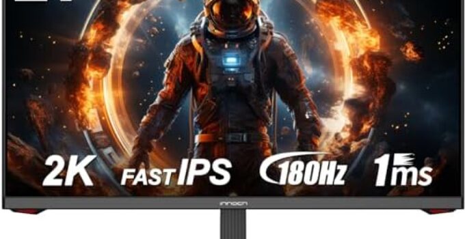 INNOCN 27 Inch QHD 2560 x 1440p 180Hz Fast IPS Gaming Monitor, FreeSync, 1ms, Extreme Low Motion Blur, 99% sRGB, 2 x HDMI 2.1 | 2 x DP 1.4 | Height/Pivot Stand, Black