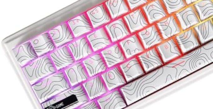 JSJT Topographic Line Themed White Keycaps 135 Keys Doubleshot PBT Backlit Keycaps Dye Sublimation Cherry Profile Keycaps Suitable for Most Cherry MX Switches Mechanical Keyboard