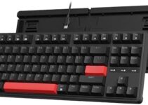 Keychron C3 Pro QMK/VIA Custom Gaming Keyboard, Programmable 87 Keys Compact TKL Layout Gasket Mount, Red LED Backlight Wired Mechanical Keyboard with Brown Switches for Mac/Windows/Linux