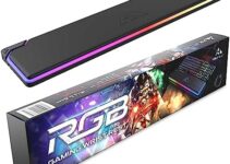 Kraylay RGB Backlit Gaming Wrist Rest | RGB Wrist Support for Keyboard | Keyboard Wrist Rest with 14 Color Modes | 17x4x1 Inches Wrist Pad for Keyboard | Wrist Rest for Computer, Laptop, | Black