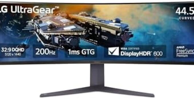 LG 45GR65DC-B 45″ Ultragear™ QHD 1ms 200Hz Curved Gaming Monitor with VESA DisplayHDR™ 600 (DisplayPort,HDMI), Black
