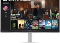 LG Smart Monitor (32SQ730S) – 32-Inch 4K UHD(3840×2160) Display, webOS Smart Monitor, ThinQ Home, Magic Remote, USB Type-C™, 2x5W Stereo Speakers, AirPlay 2, Screen Share, Bluetooth,Silver