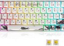 MOLGRIA GK68 68-Key RGB Backlit Gaming Keyboard with Plum Blossom Keycaps, Hot Swappable Yellow Mechinery Gateron Switches, Wired and Wireless with Knob Mechanical Keyboard for Win/Mac OS