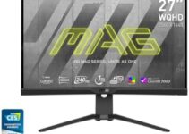 MSI MAG275CQRXF, 27″ Rapid VA Gaming Monitor, 2560 x 1440 (QHD) Curved Gaming Monitor, 1 ms, 240Hz, FreeSync, HDR400, 1000R, HDMI, DisplayPort, Tilt and Height Adjustable.