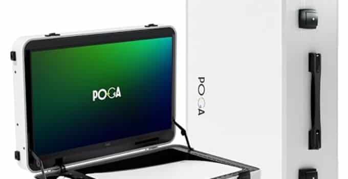 POGA LUX PlayStation 5 Premium Portable Console Travel Case incl. Trolley and 24‘‘ AOC Gaming Monitor – White (V2 – Bluetooth Speaker Optional)
