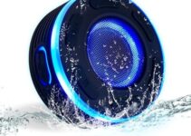 Portable Bluetooth Speaker with HiFi Steore Sound LED Light,IP7 Waterproof Shower Bluetooth Speakers with Suction Cup,Built-in Mic,Hands Free Calling, Portable Bluetooth Speaker for Outdoor