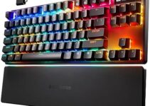 SteelSeries Apex Pro TKL Wireless HyperMagnetic Gaming Keyboard — World’s Fastest Keyboard — Esports Tenkeyless — OLED Screen — Adjustable Actuation — PBT Keycaps — Bluetooth — 2.4GHz — USB-C,Black