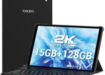 TOSCiDO Tablet 2023 Android 12 Tablets 10.3 inch 2K FHD LCD In-cell Screen, 15GB RAM, 128GB ROM, 2TB Expandable Storage, Octa-Core CPU, 8000mAh Battery, Black