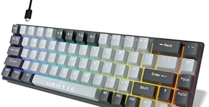 UBOTIE Wired Mechanical Gaming Keyboard, 60% 68keys Compact FPS Game USB Keyboards with Clicky Switches, Multi LED Backlit for PC Mac Xbox