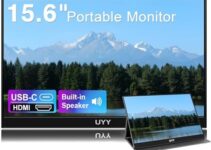 UYY Latest Portable Monitor 15.6″ Ultra-Thin FHD 1080P, 2023 Travel IPS Monitor, HDR Gaming Monitor with Smart Cover and Dual Speakers, HDMI, USB C, Type-C, for | Laptop| PC| Phone| Mac| PS|Switch