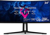ViewSonic Elite XG341C-2K 34 Inch 1440p Curved Gaming Monitor with 1ms, 200Hz, Mini LED, HDMI 2.1, DisplayPort, and USB C for Esports