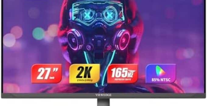 Viewedge 27 Inch 1440p 165hz Gaming Monitor (Supports 144hz) Up to 85% NTSC with AMD Freesync | 1ms QHD 2k Extreme Low Motion Blur, Bluelight Filter, Wall Mountable Monitor.