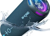 W-KING Portable Bluetooth Speakers Loud, IPX7 Waterproof Outdoor Speakers Wireless, APP Customized EQ, Dual Voice Coil/Deep Bass, 360° Sound with Lights/V5.3/TF/AUX, 40W Party Boombox Shower Speaker