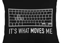 WASD Nerd Tees For Teens & PC Gaming Nerd Apparel WASD Computer Keyboard It’s What Moves Me & PC Video Gaming Throw Pillow, 18×18, Multicolor