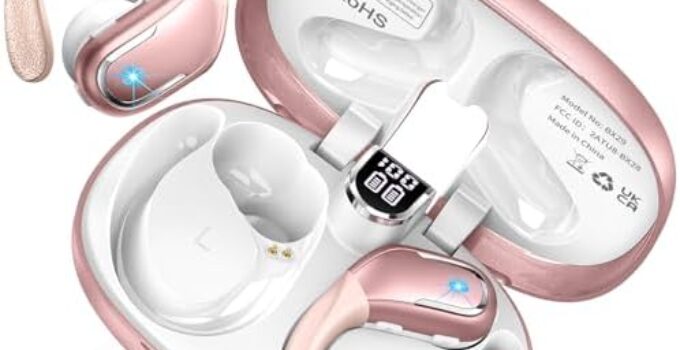 Wireless Earbud, Sport Wireless Bluetooth 5.3 Earbud with HiFi Stereo, 75H Wireless Headphones with Noise Cancelling Mic, IP7 Waterproof Bluetooth Headphones, LED Display, Button Control, Rose Gold
