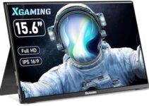 XGaming Portable Monitor 15.6 inch, 1080P USB-C HDMI Second External Monitor for Laptop, PC, Mac Phone, PS, Switch, IPS Ultra-Thin HDR Gaming Monitor with Speakers, Smart Cover