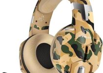 YINSAN Gaming Headset for Xbox One, PS4 Headset with Mic, Stereo Surround Sound, Noise Cancelling Microphone & One-Key Mute, Cool Camo Gaming Headphones for Nintendo Switch PS5 PC