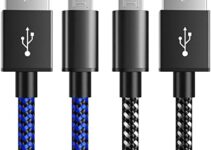 6amLifestyle PS4 Controller Charger Charging Cable, 2 Pack 10ft Extra Long Micro USB 2.0 Cable, Nylon Braided Cord, for PS4, PS4 Slim/Pro, Xbox One S/X Controller, Android Phones, Black+Blue