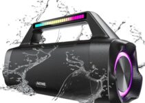 AKONE Portable Bluetooth Outdoor Speaker: 80W Loud Sound Wireless Durable Large Bocina with Lights Powerful Deep Bass Subwoofer TWS Stereo Sound Big Boombox Waterproof for Party Beach Camping Garage