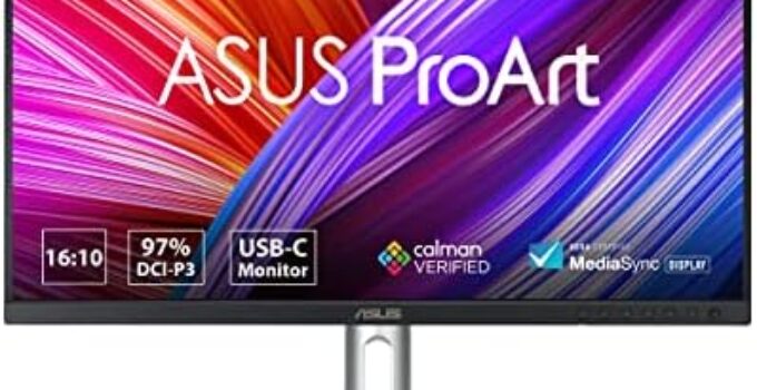 ASUS ProArt Display 24” (24.1” viewable) 16:10 HDR Professional Monitor (PA248CRV) – IPS, (1920 x 1200), 97% DCI-P3, ΔE < 2, Calman Verified, USB-C PD 96W, DisplayPort, Daisy-Chain, Height Adjustable