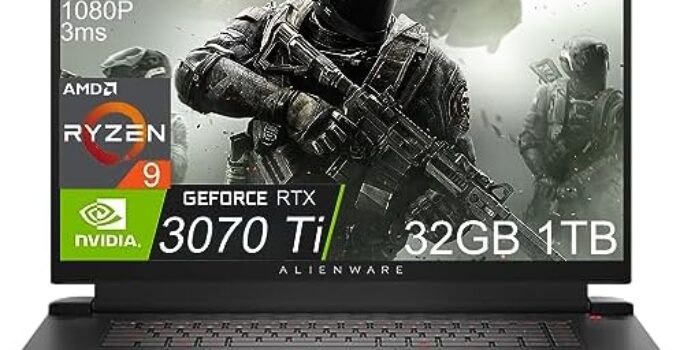 Alienware m17 R5 17.3″ 360Hz FHD 3ms (AMD Ryzen 9 6900HX (beat i9-11900H), 32GB DDR5 RAM, 1TB PCIe SSD, NVIDIA GeForce RTX 3070 Ti 8GB) RGB Backlit Gaming Laptop, G-SYNC, Win 11 Home -Dark