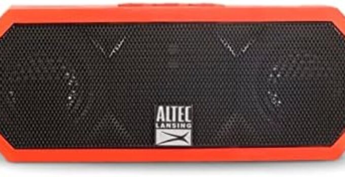Altec Lansing Jacket H2O 2 – Waterproof Bluetooth Speaker with 3.5mm Aux Port, IP67 Certified & Floats in Water, Compact & Portable Speaker for Travel & Outdoor Use, 8 Hour Playtime,Deep Red