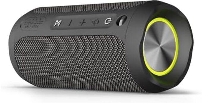 EDUPLINK Waterproof Portable Bluetooth Speaker – 20W Louder Wireless Speaker with 20 Hours Playtime, TWS Pairing, RGB Lights and TF Slot – Perfect for Beach and Pool (Black)