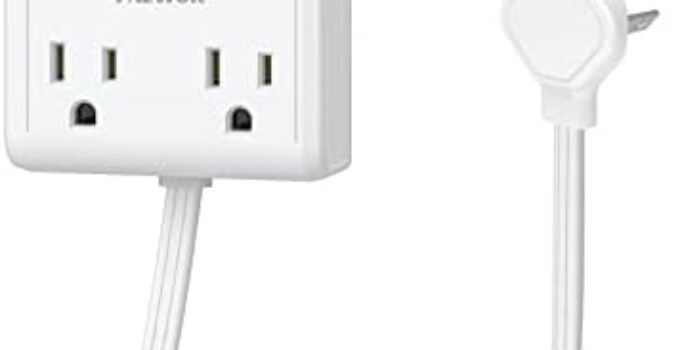 Flat Multi Plug Extender with 3 USB Wall Charger(1 Type C), 4 Outlet Wall Adapter, 4 ft Thin Extension Cord, Flat Plug Surge Protector Power Strip for Home, Office. White