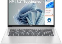 HP 17 17.3″ Touchscreen HD+ Business Laptop Computer, Intel Pentium Silver N5030 up to 3.1GHz, 8GB DDR4 RAM, 256GB PCIe SSD, 802.11AC WiFi, Bluetooth 5.0, 1-Year Office 365, Windows 11 Pro S, AZXUT