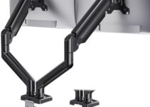 HUANUO Dual Monitor Mount for 2 Monitors up to 32 inches, Each Arm Holds Max 22lbs, Dual Monitor Stand with Gas Spring System, Height-Adjustable/Tilt/Swivel/Rotate, VESA Standard 75mm or 100mm