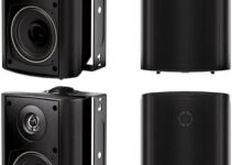 Herdio 4 Inch Outdoor Speakers with Bluetooth 4 Channel Amplifier for Indoor Outdoor Patio,Deck, Waterproof Wall Mount System (4 Speakers)