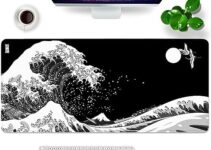 Japan Big Wave Mouse Pad Large XXL Gaming Mouse Pad Black and White Desk Mat 35.5×15.8 inch Desk Pad Mouse Pad (Japan Big Wave – Black)