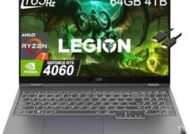 Lenovo Legion 5 Gaming Laptop (15.6″ 2K 165Hz, AMD Ryzen 7 7735HS, GeForce RTX 4060 8GB, 64GB DDR5 RAM, 4TB SSD, (8 Core Beat i7-12700H)) Backlit, Wi-Fi 6, IST Cable, Win 11 Home, 2024, Storm Grey