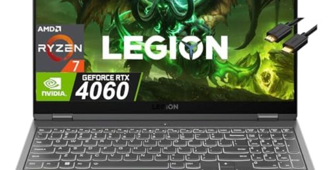 Lenovo Legion 5 Gaming Laptop (15.6″ 2K 165Hz, AMD Ryzen 7 7735HS, GeForce RTX 4060 8GB, 64GB DDR5 RAM, 4TB SSD, (8 Core Beat i7-12700H)) Backlit, Wi-Fi 6, IST Cable, Win 11 Home, 2024, Storm Grey