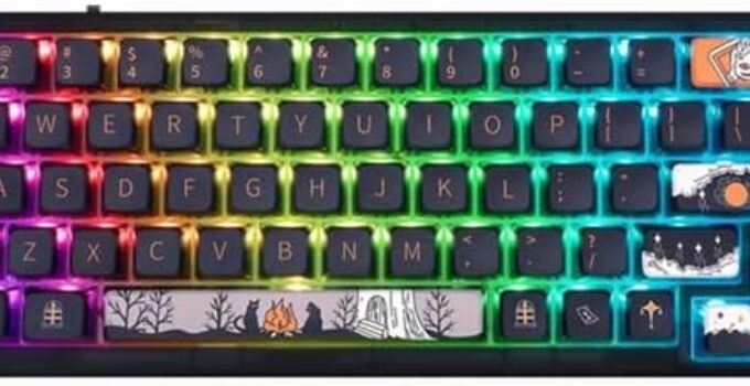 MOLGRIA SKYLOONG GK68 68-Key RGB Backlit Gaming Keyboard with Side Transparent Pudding Keycaps, Hot Swappable Red Optical Gateron Switches, Type C Wired Knob Mechanical Keyboard for Win/Mac OS