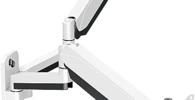 MOUNT PRO Dual Monitor Wall Mount for 13 to 32 Inch Computer Screens, Gas Spring Wall Monitor Arm for 2 Monitors, Each Holds Up to 17.6lbs, Adjustable Wall Monitor Mount with VESA 75×75/100×100, White