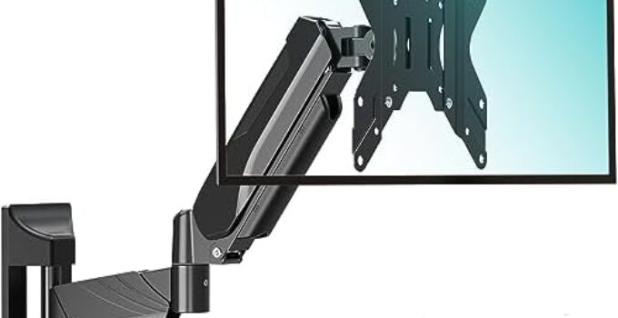 MOUNTUP Single Monitor Wall Mount for 17-35 Inch Screen, Ultrawide Wall Monitor Arm Holds 6.6-26.4lbs, Full Motion Adjustable Gas Spring Stand with VESA Extension Bracket for Max 200mm VESA Computer