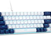 MageGee Portable 60% Mechanical Gaming Keyboard, MK-Box LED Backlit Compact 68 Keys Mini Wired Office Keyboard with Red Switch for Windows Laptop PC Mac – White/Blue