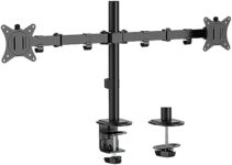 Mount-It! Dual Monitor Desk Mount, Dual Monitor Arm Fits 2 Monitors max. 32″ / 19.8 lbs, Full Motion Adjustment Monitor Mount with C-Clamp and Grommet, Swivel, Tilt, Rotation, VESA 75 & 100, Black