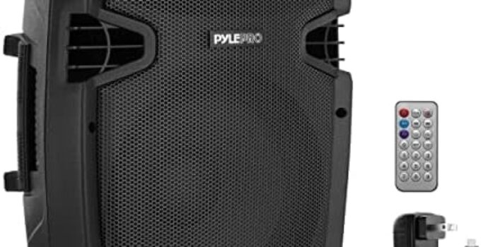 PYLE-PRO Powered Active PA Loudspeaker Bluetooth System – 10 Inch Bass Subwoofer Monitor Speaker and Built-in USB for MP3, DJ Party Stereo Amp Sub for Concert Audio or Band Music-PPHP1037UB, Black